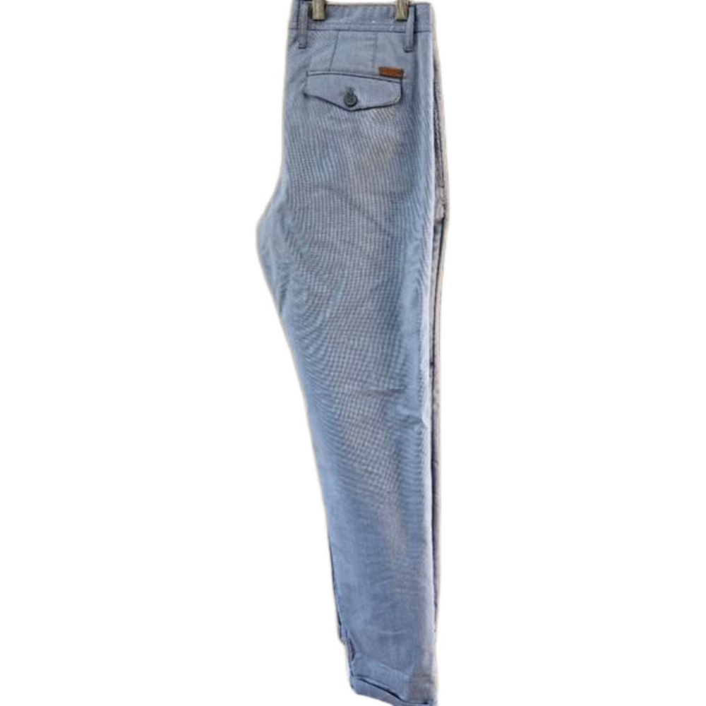 Zara Men's Blue Chino Cuffed Trousers Pants-Size 31